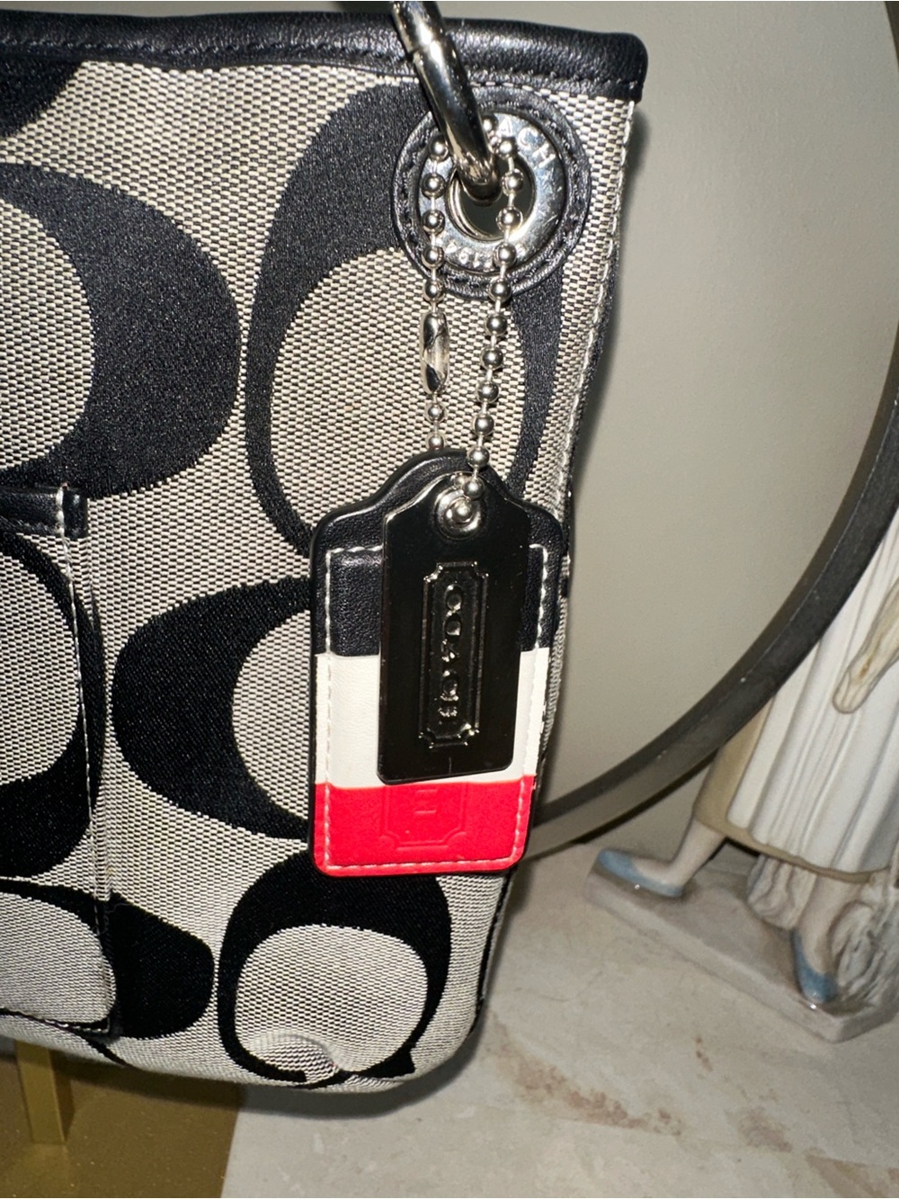 Coach Black and Red Signature Print Shoulder Bag - Picture 2 of 8